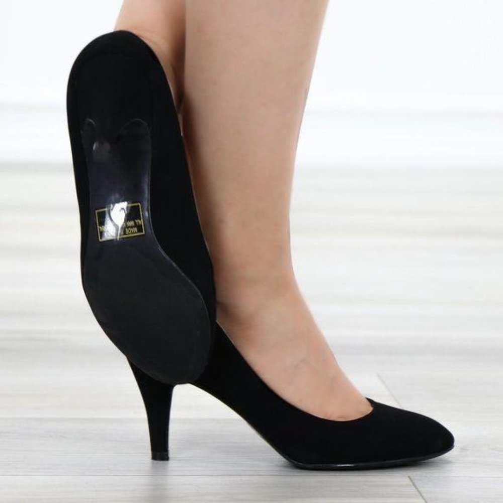 Closed Toe Low Mid Heel Dress Velvet Pump - Picture 16 of 16